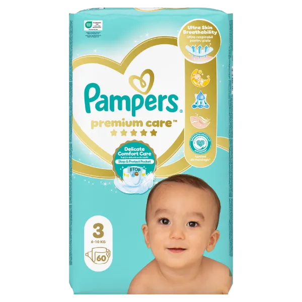 Pampers Premium Care Pelenka, 3 Méret, 60 db, 6kg-10kg termékhez kapcsolódó kép