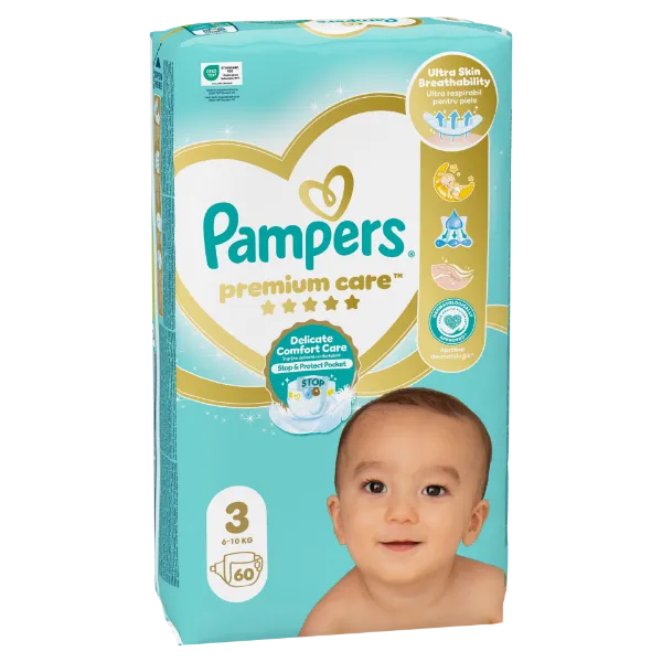 Pampers Premium Care Pelenka, 3 Méret, 60 db, 6kg-10kg termékhez kapcsolódó kép