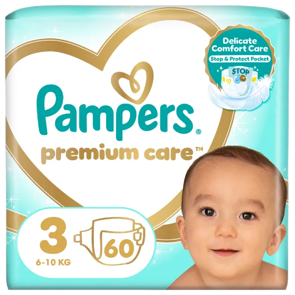 Pampers Premium Care Pelenka, 3 Méret, 60 db, 6kg-10kg termékhez kapcsolódó kép