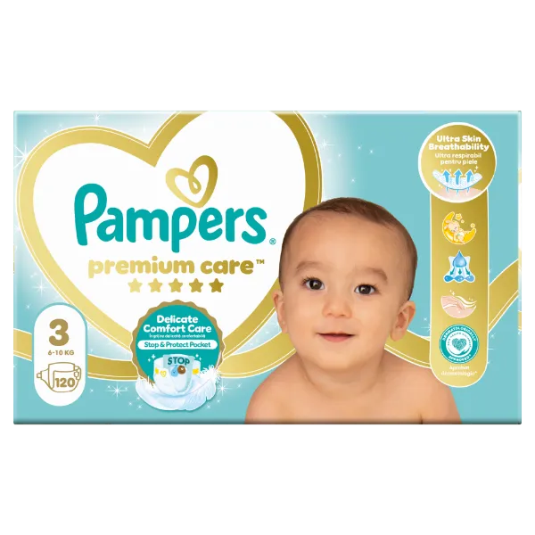 Pampers Premium Care Pelenka, 3 Méret, 120 db, 6kg-10kg termékhez kapcsolódó kép