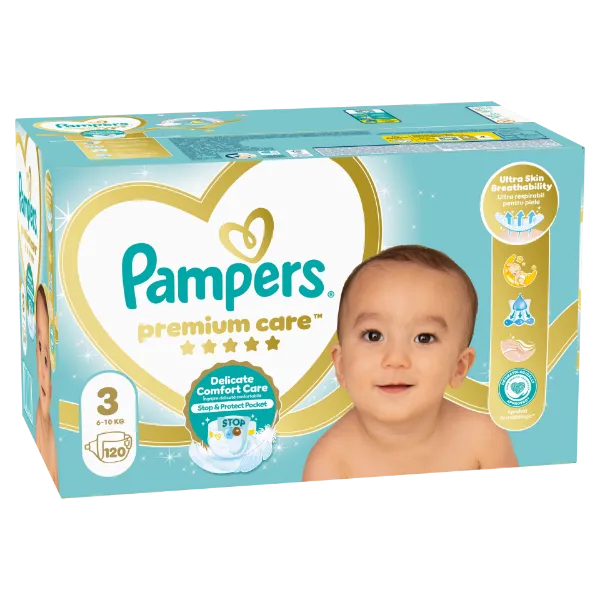 Pampers Premium Care Pelenka, 3 Méret, 120 db, 6kg-10kg termékhez kapcsolódó kép