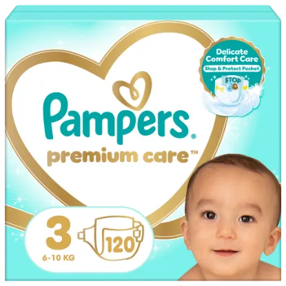 Pampers Premium Care Pelenka, 3 Méret, 120 db, 6kg-10kg termékhez kapcsolódó kép