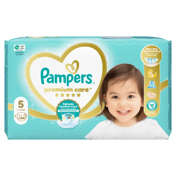 Pampers Premium Care Pelenka, 5 Méret, 44 db, 11kg-16kg termékhez kapcsolódó kép