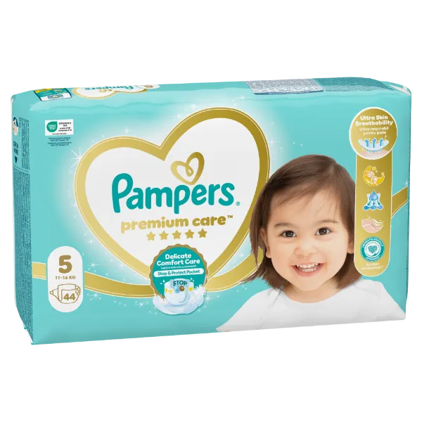 Pampers Premium Care Pelenka, 5 Méret, 44 db, 11kg-16kg termékhez kapcsolódó kép