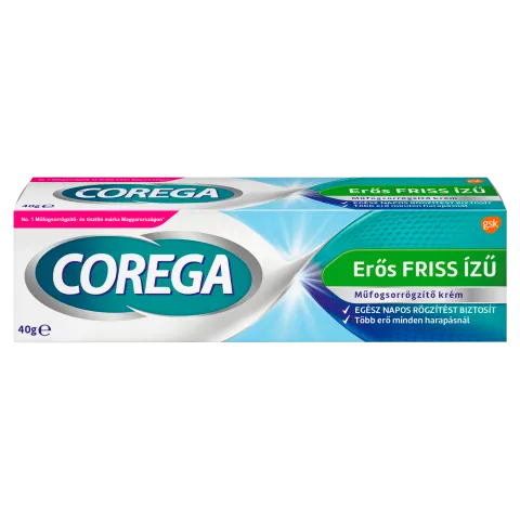 Corega Erős Friss ízű műfogsorrögzítő krém 40 g termékhez kapcsolódó kép