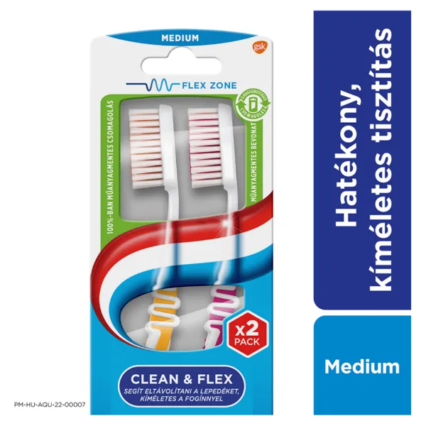 Aquafresh Clean & Flex Medium fogkefe 2 db termékhez kapcsolódó kép