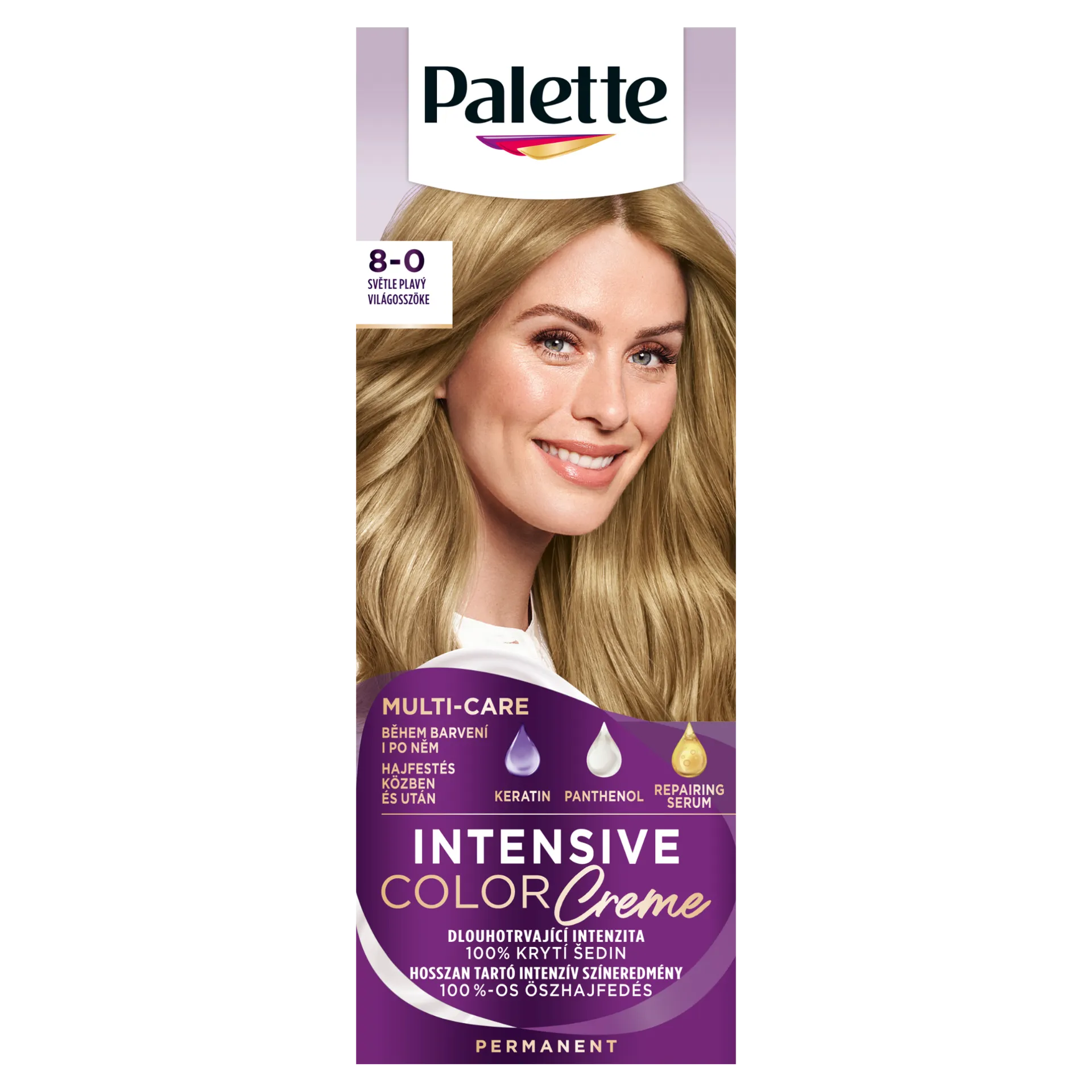 Palette Intensive Color Creme tartós hajfesték 8-0 Világosszőke
