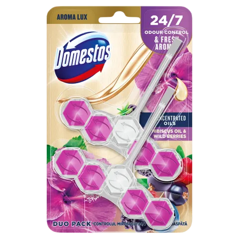 DOMESTOS Aroma Lux Hibiscus Oil & Wild Berries WC frissítő blokk 2 x 55 g termékhez kapcsolódó kép