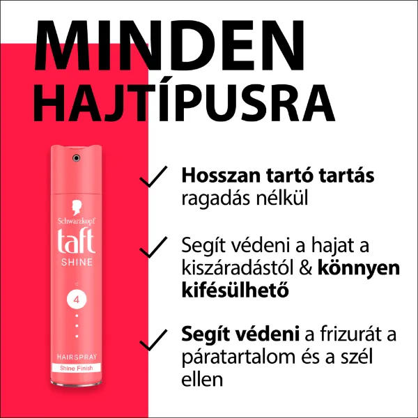 Taft Shine hajlakk minden hajtípusra 250 ml termékhez kapcsolódó kép