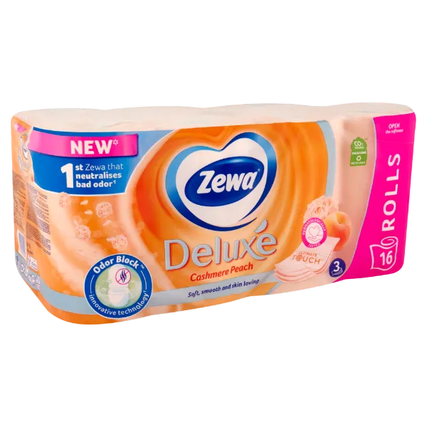 Zewa Deluxe Cashmere Peach toalettpapír 3 rétegű 16 tekercs termékhez kapcsolódó kép