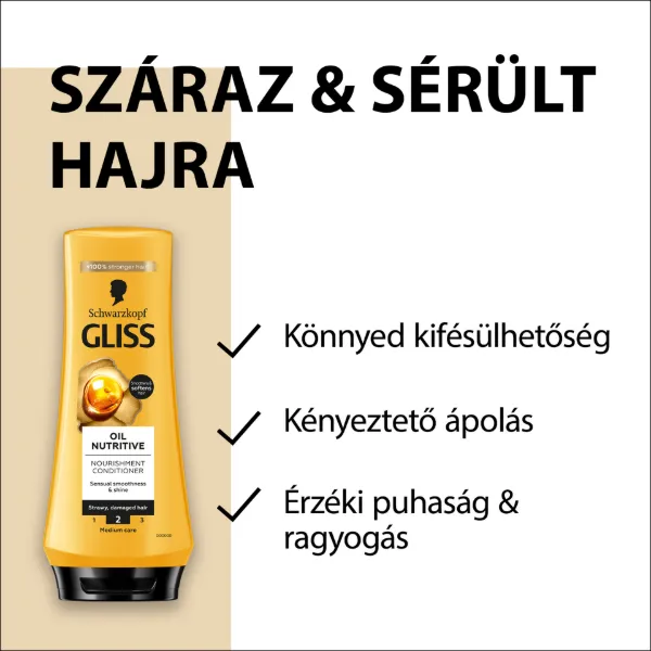 Gliss Tápláló Olaj hajbalzsam omega 9 olajsavval és marula olajjal 200 ml termékhez kapcsolódó kép