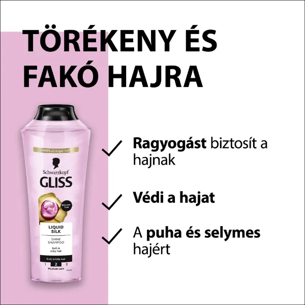 Gliss Liquid Silk sampon ceramidokkal és selyemmel, törékeny és fakó hajra 400 ml termékhez kapcsolódó kép