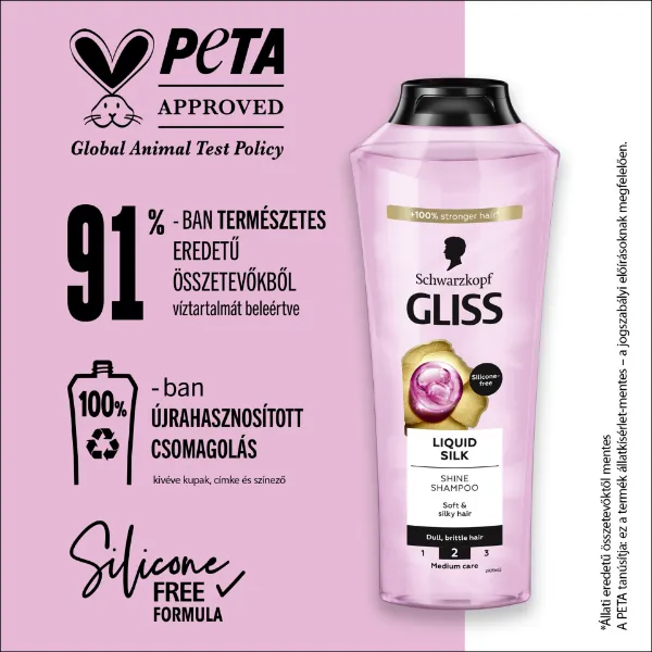 Gliss Liquid Silk sampon ceramidokkal és selyemmel, törékeny és fakó hajra 400 ml termékhez kapcsolódó kép