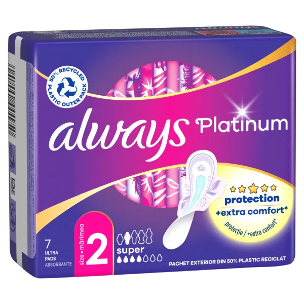Always Platinum Super (2-es méret) Szárnyas Egészségügyi Betét, 7 db termékhez kapcsolódó kép