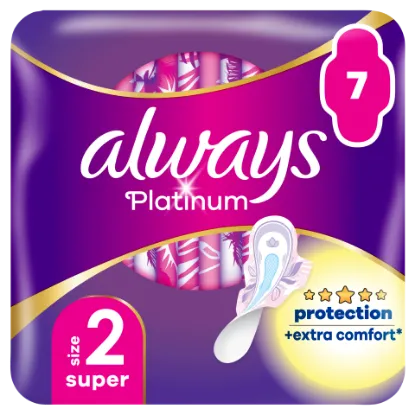Always Platinum Super (2-es méret) Szárnyas Egészségügyi Betét, 7 db termékhez kapcsolódó kép