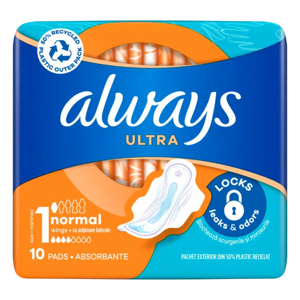 Always Ultra Normal (1-es méret) Szárnyas Egészségügyi Betét, 10 Db termékhez kapcsolódó kép