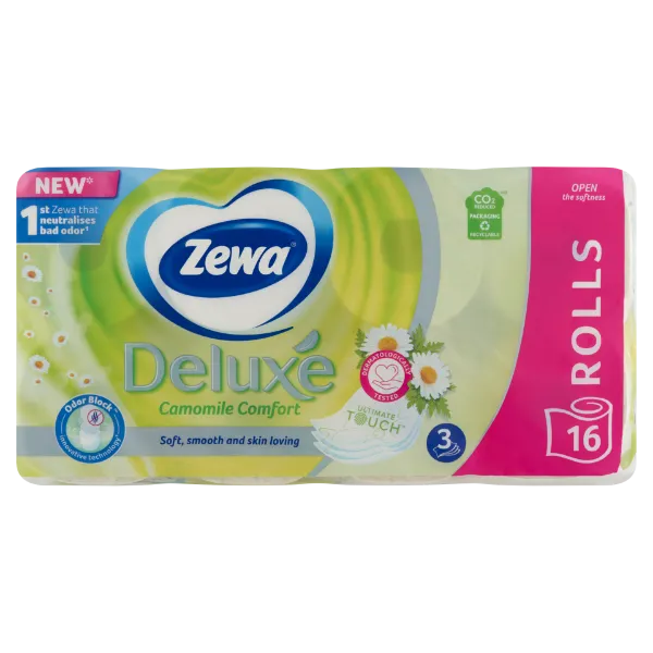 Zewa Deluxe Camomile Comfort toalettpapír 3 rétegű 16 tekercs termékhez kapcsolódó kép