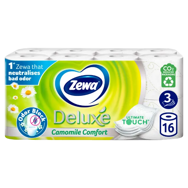 Zewa Deluxe Camomile Comfort toalettpapír 3 rétegű 16 tekercs termékhez kapcsolódó kép