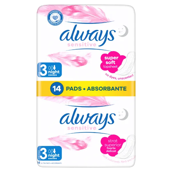Always Ultra Sensitive Night (3-as Méret) Egészségügyi Betét, 14 db termékhez kapcsolódó kép