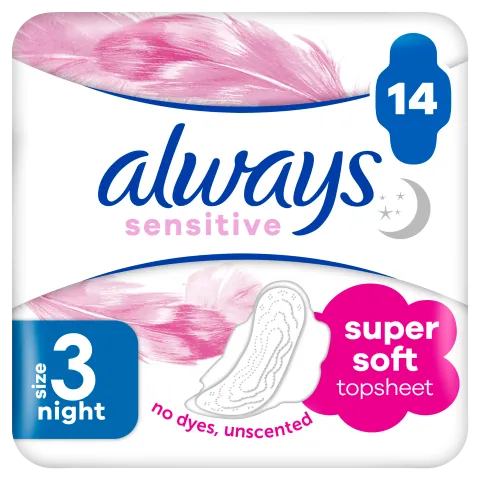 Always Ultra Sensitive Night (3-as Méret) Egészségügyi Betét, 14 db termékhez kapcsolódó kép