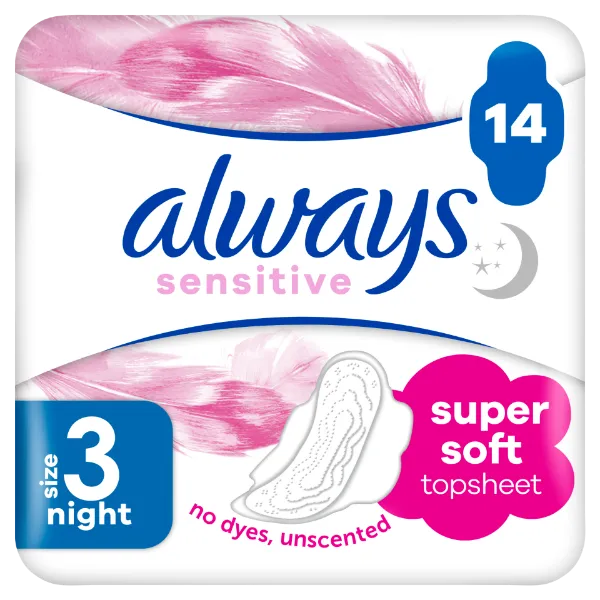 Always Ultra Sensitive Night (3-as Méret) Egészségügyi Betét, 14 db termékhez kapcsolódó kép