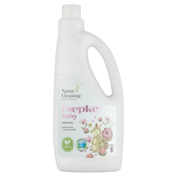 NaturCleaning Csepke Baby Babapúder hipoallergén mosógél 14 mosás 1000 ml termékhez kapcsolódó kép