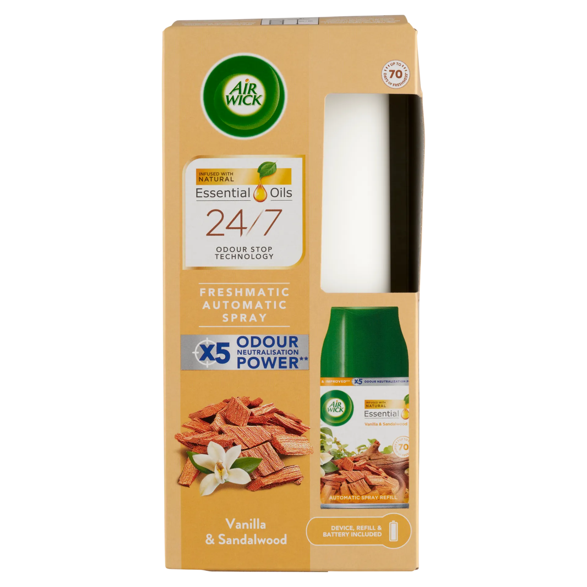 Air Wick Freshmatic automata légfrissítő spray készülék, Vanília és szantálfa, 250ml