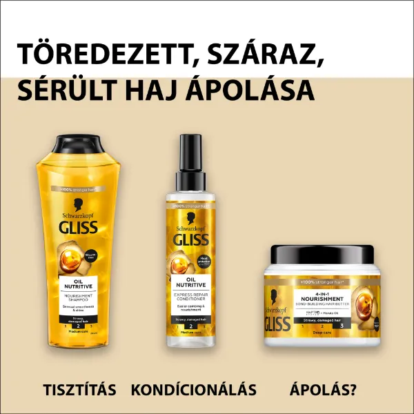 Gliss tápláló olaj sampon omega 9 olajsavval és marula olajjal 400 ml termékhez kapcsolódó kép