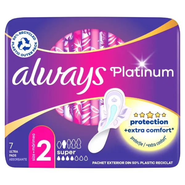 Always Platinum Super (2-es méret) Szárnyas Egészségügyi Betét, 7 db termékhez kapcsolódó kép