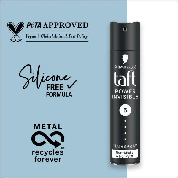 Taft Power Invisible hajlakk minden hajtípusra 250 ml termékhez kapcsolódó kép
