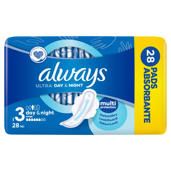 Always Ultra Day & Night (3-as méret) Szárnyas Egészségügyi Betét, 28 Db termékhez kapcsolódó kép