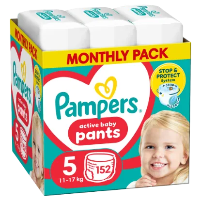 Pampers Active Baby Bugyipelenka - havi pelenkacsomag, Méret 5, 152 Bugyipelenka, 11kg-17kg termékhez kapcsolódó kép