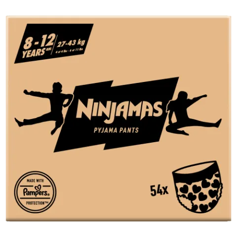 Ninjamas Pyjama Pants Szívecskés, 54 db Pyjama Bugyipelenka, 8 Éves Kor, 27kg-43kg termékhez kapcsolódó kép