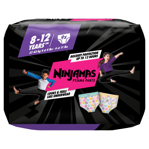 Ninjamas Éjszakai Nedvszívó Alsónemű Szivek, 9 Éjszakai Nedvszívó Alsónemű, 8 Korúak Számára termékhez kapcsolódó kép