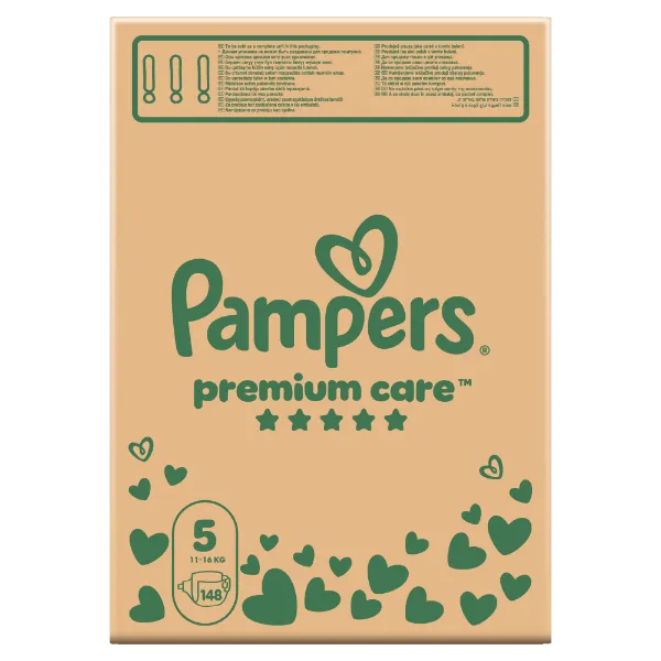 Pampers Premium Care, Méret: 5, 148 Pelenka, 11kg-16kg termékhez kapcsolódó kép