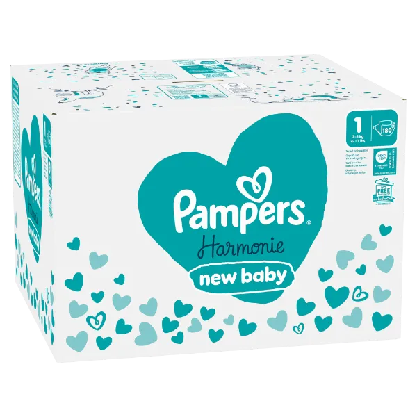 Pampers Harmonie Baby Pelenka, Méret: 1, 180 db Pelenka, 2kg-5kg termékhez kapcsolódó kép