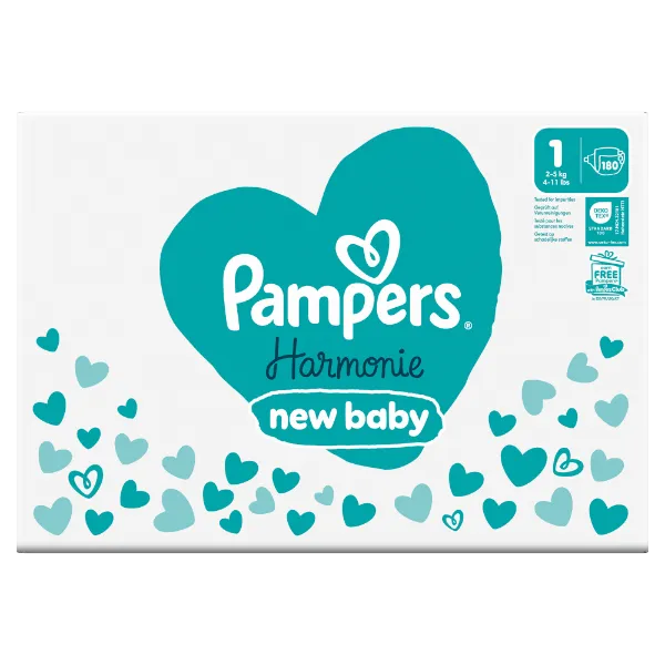 Pampers Harmonie Baby Pelenka, Méret: 1, 180 db Pelenka, 2kg-5kg termékhez kapcsolódó kép