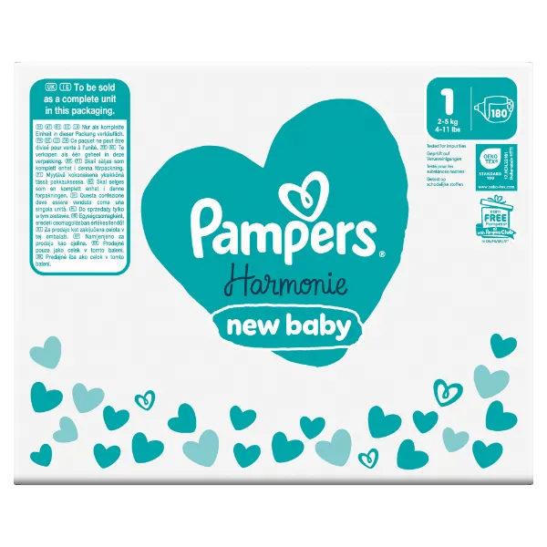 Pampers Harmonie Baby Pelenka, Méret: 1, 180 db Pelenka, 2kg-5kg termékhez kapcsolódó kép