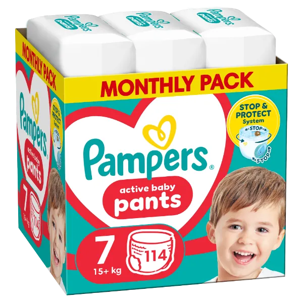 Pampers Active Baby Bugyipelenka, Méret 7, 114 Bugyipelenka, 15kg+ termékhez kapcsolódó kép