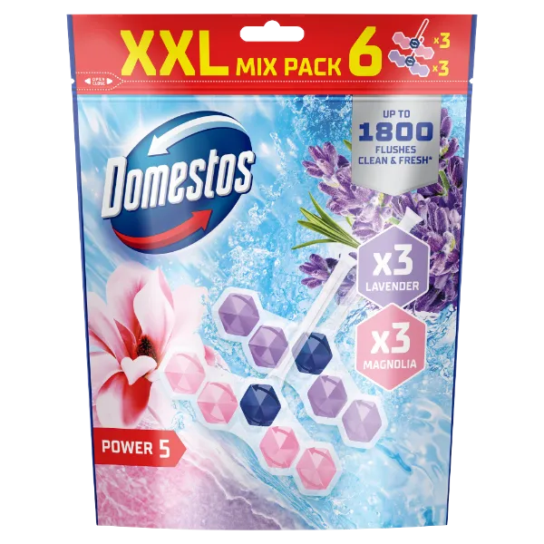 Domestos Power 5 Magnolia/Lavender WC frissítő blokk 6 x 50 g termékhez kapcsolódó kép