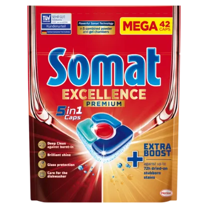 Somat Excellence Premium 5in1 gépi mosogatószer kapszula 42 db 819 g termékhez kapcsolódó kép