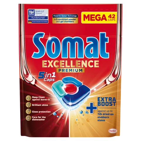 Somat Excellence Premium 5in1 gépi mosogatószer kapszula 42 db 819 g termékhez kapcsolódó kép
