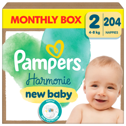 Pampers Harmonie Baby Pelenka, Méret: 2, 204 db Pelenka, 4kg-8kg termékhez kapcsolódó kép