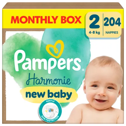 Pampers Harmonie Baby Pelenka, Méret: 2, 204 db Pelenka, 4kg-8kg termékhez kapcsolódó kép