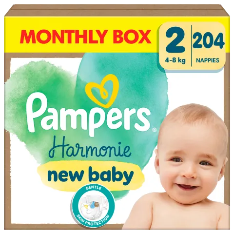 Pampers Harmonie Baby Pelenka, Méret: 2, 204 db Pelenka, 4kg-8kg termékhez kapcsolódó kép