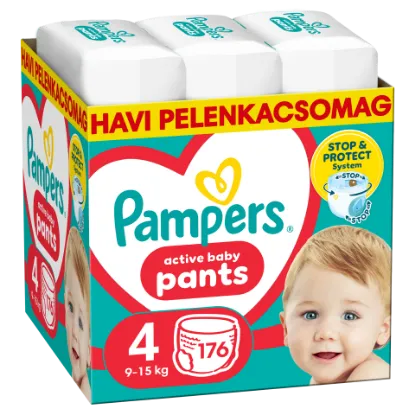Pampers Active Baby Bugyipelenka, Méret 4, 176 Bugyipelenka, 9kg-15kg termékhez kapcsolódó kép