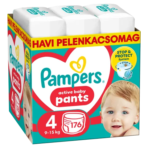 Pampers Active Baby Bugyipelenka, Méret 4, 176 Bugyipelenka, 9kg-15kg termékhez kapcsolódó kép