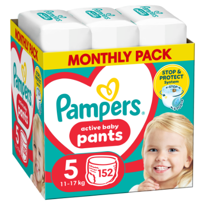 Pampers Active Baby Bugyipelenka, Méret 5, 152 Bugyipelenka, 11kg-17kg termékhez kapcsolódó kép