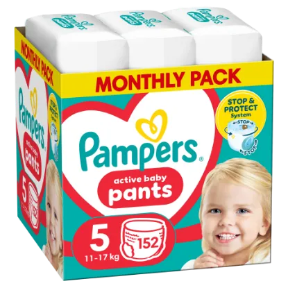 Pampers Active Baby Bugyipelenka, Méret 5, 152 Bugyipelenka, 11kg-17kg termékhez kapcsolódó kép