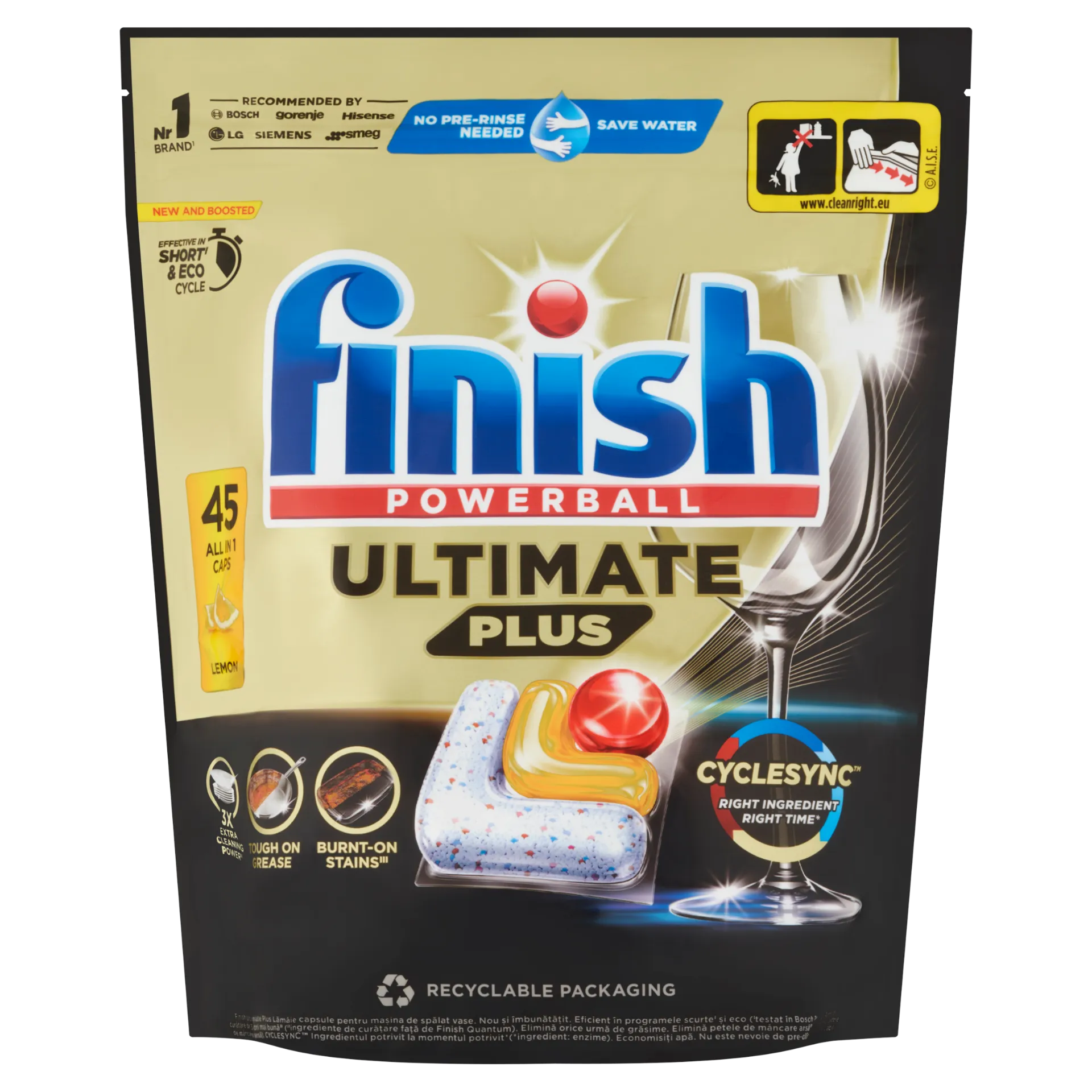 Finish Powerball Ultimate Plus All in 1 Citrom mosogatógép kapszula 45 kapszula 549 g
